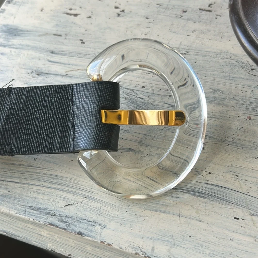 LIZZIE FORTUNATO Black Belt with CLEAR Resin Buckle